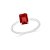 Anel Solitário Cravejado com  pedra retangular vermelho - PRATA 925 - Imagem 1