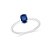 Anel solitario com pedra oval azul - PRATA 925 - Imagem 1