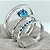 Par de alianças Mora 2mm Azul bebe de namoro + anel solitário Classic prata 950 - Imagem 3