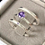Par de alianças Cinderela 2mm  pedra lilas (roxa) de namoro + anel solitário Classic prata 950 - Imagem 2