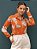 Camisa Manga Longa Estampa Tropical Fundo Laranja - Imagem 1
