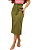 Saia Midi Bianca com Fenda Frontal Verde Oliva - Imagem 1