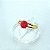 Anel de Ouro 18k Solitário Cálice Aro Duplo com Zircônia Vermelho - Imagem 1