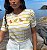T-SHIRT MALHA LISTRADA BORDADO MANUAL - LUZIA FAZZOLLI - Imagem 1