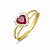 Anel em Ouro 18K Coração com Zirconia Vermelha e Brancas - Imagem 1