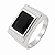 Anel em Prata 925 Retangular Zirconia Negra - Imagem 1