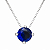 Gargantilha em Prata 925 Ponto de Luz Redonda com Zircônia Azul Escuro 6 mm - Imagem 1