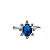 Anel em Prata 925 Oval com Zircônia Azul Royal - Imagem 3