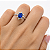 Anel em Prata 925 com Zircônia Oval Azul Escuro - Imagem 3