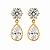 Brinco em Ouro 18K com Zirconia Redonda e Gota - Imagem 1
