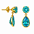 Brinco em Ouro 18K com Zirconia Redonda e Gota Azul Claro - Imagem 2