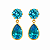 Brinco em Ouro 18K com Zirconia Redonda e Gota Azul Claro - Imagem 1