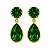 Brinco em Ouro 18K com Zirconia Redonda e Gota Verde - Imagem 1