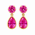 Brinco em Ouro 18K com Zirconia Redonda e Gota Rosa - Imagem 1