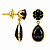 Brinco em Ouro 18K com Zirconia Redonda e Gota Preta - Imagem 2