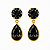 Brinco em Ouro 18K com Zirconia Redonda e Gota Preta - Imagem 1