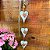 Trio de corações de madeira 13cm branco com detalhes corações de cerâmica natural - Imagem 2