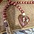 Colar de mesa rústico, de madeira avermelhado, coração natural de 8cm - Imagem 3