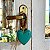 Coração de madeira 8cm boleado duplo, verde turquesa com alça contas madeira - Imagem 3