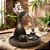 Conjunto Zen Black Gold Incensário e Vaso Preto em Gesso - Imagem 3
