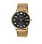 Relógio de Pulso Masculino Dourado Calendário com Visor Preto Vidro Safira - Imagem 1