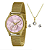 Relógio Lince Feminino Dourado Com Rosa + Semijóia Lrgj144l - Imagem 1