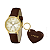 Kit Relogio Lince Feminino Lrc4671l Kn26 Dourado Marrom Luxo - Imagem 1