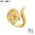 Dplaca 925 anel de ajuste e crocodilo, prata esterlina banhada a ouro, joia de f - Imagem 3