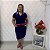 Vestido Azul e pink com Gola polo - Imagem 3