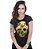 Camiseta Academia Baby Look Feminina No Pain No Gain Gold Skull - Imagem 1