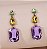 Brinco NARA pedra premium trio color (verde, amarelo e roxo)  longo - Imagem 1