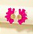 Brinco NAOMI meia flor esmaltado pink bijuteria fina - Imagem 1