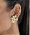 Brinco ALARA flor pétalas 3d strass folheada a ouro - Imagem 1