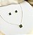 Conjunto EMILIA colar e brinco quadrado cravejado zirconia verde folheada a ouro - Imagem 1