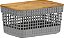 Cesto Organizador Grid c/Tampa de Bambu 2,5L Chumbo (ref.CG155) - Imagem 1