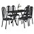 Mesa Retangular com 6 Cadeiras Preta Fabone Miami 140X75X75 - Imagem 2