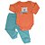 Kit Conjunto Body 3 Peças Bebê em Suedine 100% Algodão Urso Laranja e Verde - Kiko Baby - Imagem 4