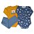 Kit Conjunto Body 3 Peças Bebê em Suedine 100% Algodão Urso Mostarda e Azul - Kiko Baby - Imagem 1