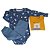 Kit Conjunto Body 3 Peças Bebê em Suedine 100% Algodão Urso Mostarda e Azul - Kiko Baby - Imagem 3