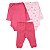 Kit Conjunto Body 3 Peças Bebê em Suedine 100% Algodão Florzinha/Poá Rosa - Kiko Baby - Imagem 1
