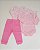 Kit Conjunto Body 3 Peças Bebê em Suedine 100% Algodão Princesa/listrado Rosa - Kiko Baby - Imagem 2