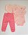 Kit Conjunto Body 3 Peças Bebê em Suedine 100% Algodão Princesa/listrado Salmão - Kiko Baby - Imagem 2
