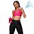 Conjunto Use Aptitude Attack Top Wonder Cruzado Na Frente Rosa e Calça Trilobal Bicolor Preta - Imagem 1