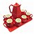 Jogo de Chá Porcelana Vermelho - Imagem 1