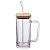 Copo Caneca De Vidro Com Canudo E Tampa De Bambu 290 ml - Imagem 1