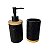Kit Banheiro de Porcelana Preto e Detalhes em Bambu - Imagem 1