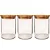 Kit 3 Potes de Vidro Hermético com Tampa de Bambu Redondo - 300 Ml - Imagem 1