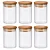 Kit 6 Potes de Vidros Hermético com Tampa de Bambu Redondo - 300 Ml - Imagem 1