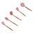 Kit Utensílios 5 Peças Rosa Com Cabo de Bambu Charm - Lyor - Imagem 1