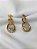 Brinco Cristal c/ formato com pedra em 2 gotas (24MM) - Ouro 18K - Imagem 1